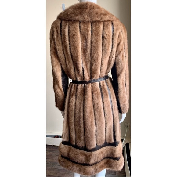 Vintage Mink Fur Coat with Leather Accents Sz S - Picture 2 of 6